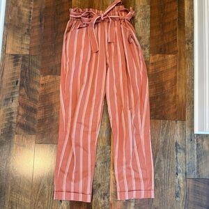Striped Pink Paperbag Waist Pants